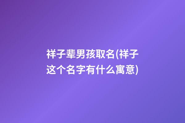 祥子辈男孩取名(祥子这个名字有什么寓意)