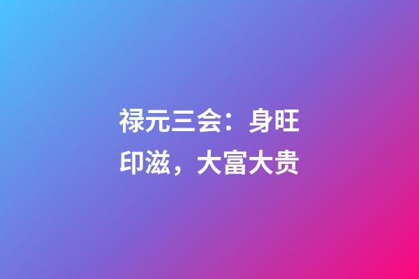 禄元三会：身旺印滋，大富大贵