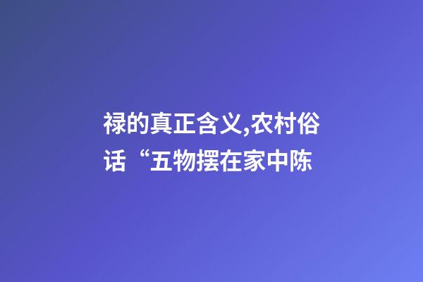 禄的真正含义,农村俗话“五物摆在家中陈-第1张-观点-玄机派