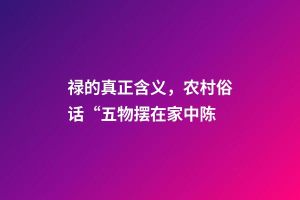 禄的真正含义，农村俗话“五物摆在家中陈-第1张-观点-玄机派