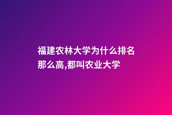 福建农林大学为什么排名那么高,都叫农业大学-第1张-观点-玄机派