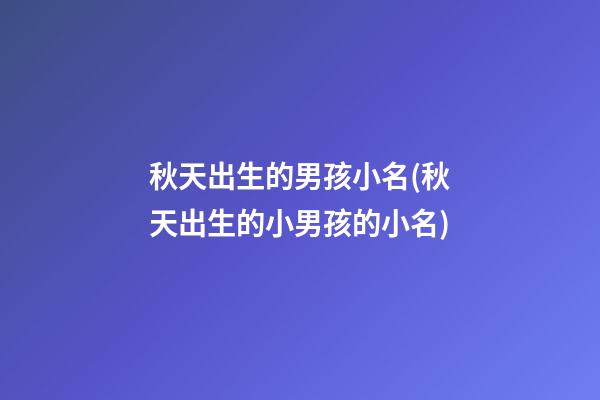 秋天出生的男孩小名(秋天出生的小男孩的小名)