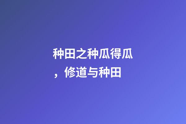 种田之种瓜得瓜，修道与种田(黄帝访道)
