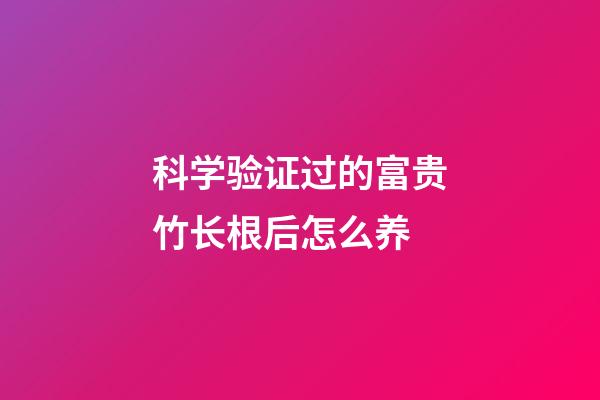 科学验证过的富贵竹长根后怎么养