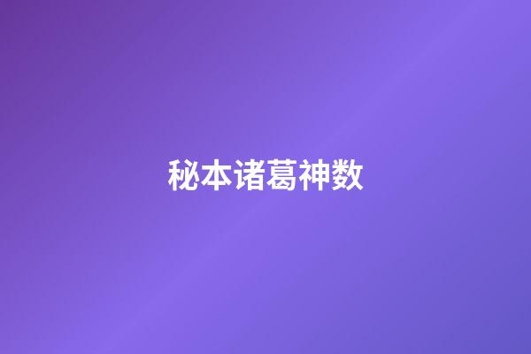 秘本诸葛神数