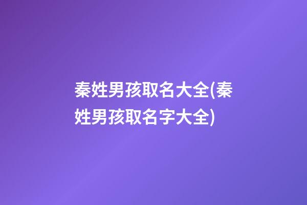 秦姓男孩取名大全(秦姓男孩取名字大全)