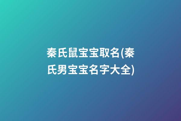 秦氏鼠宝宝取名(秦氏男宝宝名字大全)