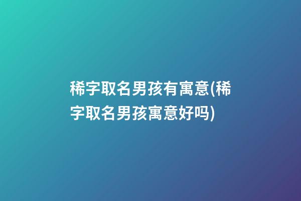 稀字取名男孩有寓意(稀字取名男孩寓意好吗)