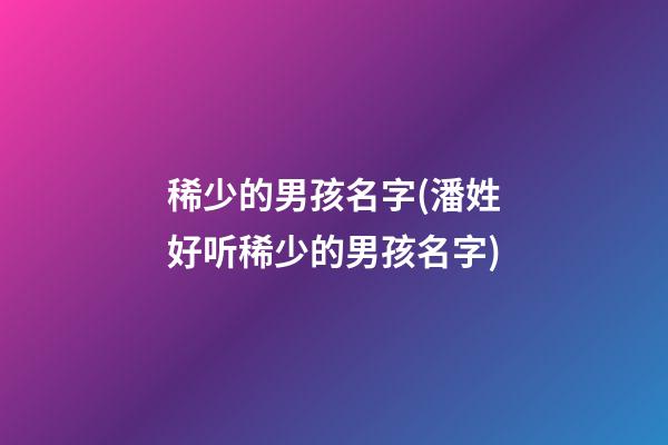 稀少的男孩名字(潘姓好听稀少的男孩名字)