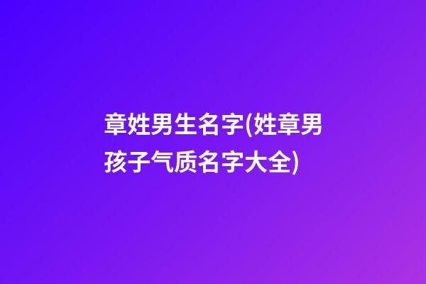 章姓男生名字(姓章男孩子气质名字大全)