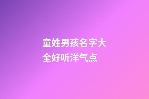 童姓男孩名字大全好听洋气点