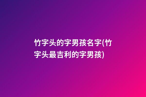 竹字头的字男孩名字(竹字头最吉利的字男孩)