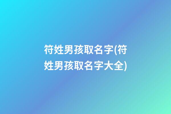 符姓男孩取名字(符姓男孩取名字大全)