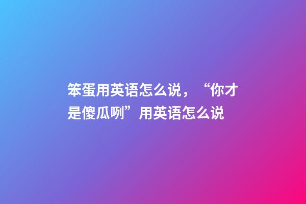 笨蛋用英语怎么说，“你才是傻瓜咧”用英语怎么说-第1张-观点-玄机派
