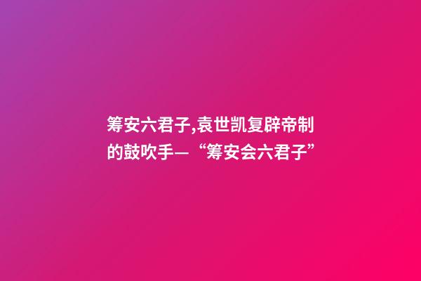 筹安六君子,袁世凯复辟帝制的鼓吹手—“筹安会六君子”-第1张-观点-玄机派