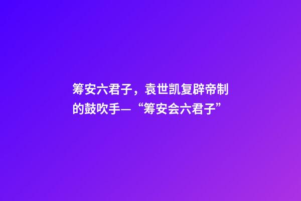 筹安六君子，袁世凯复辟帝制的鼓吹手—“筹安会六君子”-第1张-观点-玄机派
