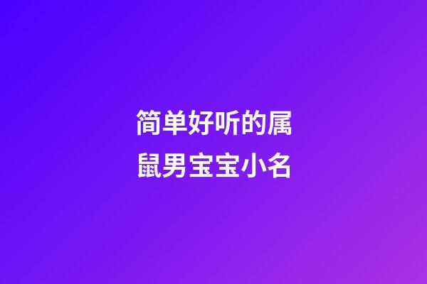 简单好听的属鼠男宝宝小名