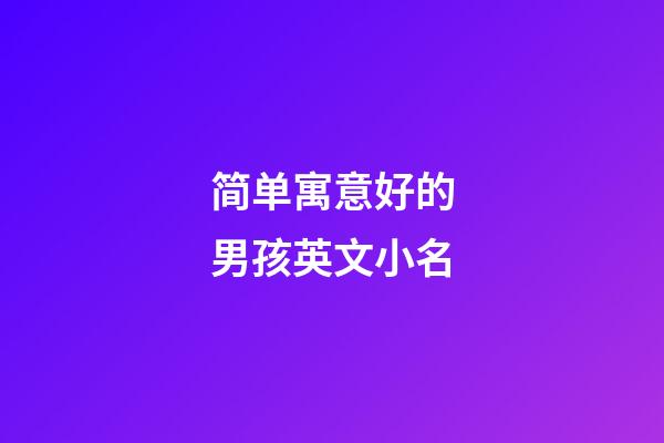 简单寓意好的男孩英文小名
