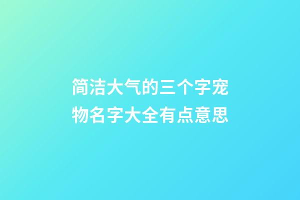 简洁大气的三个字宠物名字大全有点意思