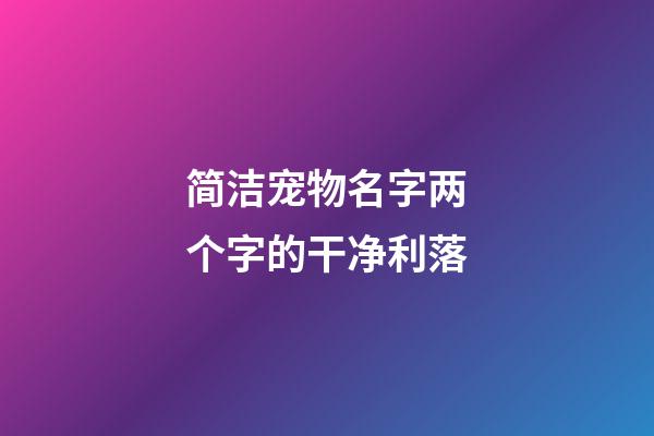简洁宠物名字两个字的干净利落
