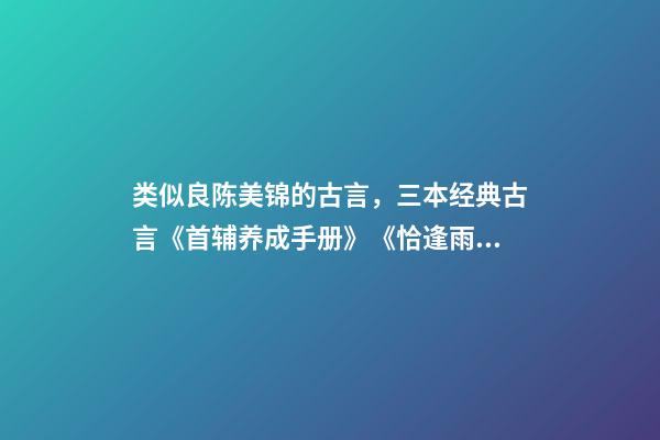 类似良陈美锦的古言，三本经典古言《首辅养成手册》《恰逢雨连天》《良陈美锦》-第1张-观点-玄机派