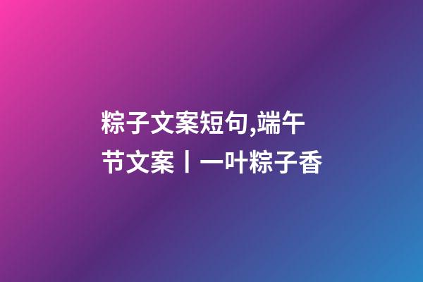 粽子文案短句,端午节文案丨一叶粽子香-第1张-观点-玄机派