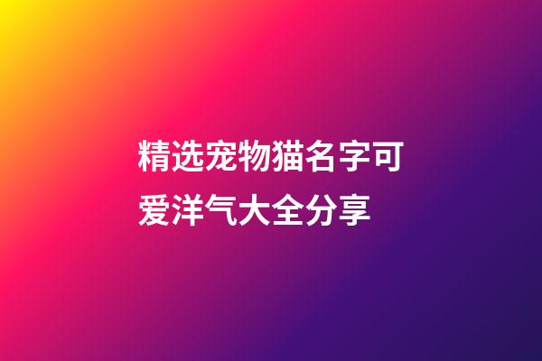精选宠物猫名字可爱洋气大全分享