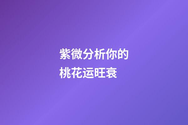 紫微分析你的桃花运旺衰