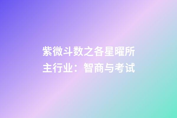 紫微斗数之各星曜所主行业：智商与考试