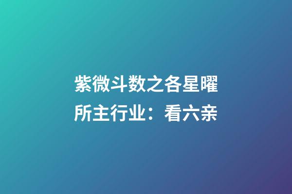 紫微斗数之各星曜所主行业：看六亲