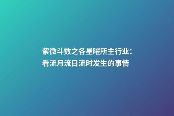 紫微斗数之各星曜所主行业：看流月流日流时发生的事情