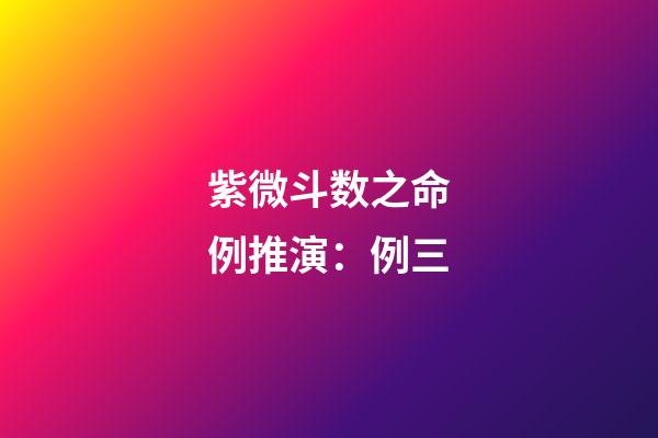 紫微斗数之命例推演：例三