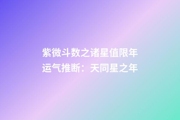 紫微斗数之诸星值限年运气推断：天同星之年