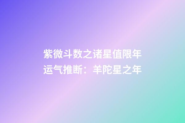 紫微斗数之诸星值限年运气推断：羊陀星之年
