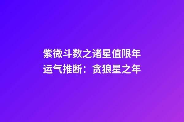 紫微斗数之诸星值限年运气推断：贪狼星之年