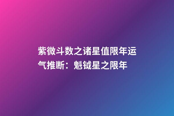 紫微斗数之诸星值限年运气推断：魁钺星之限年