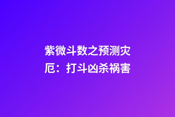 紫微斗数之预测灾厄：打斗凶杀祸害