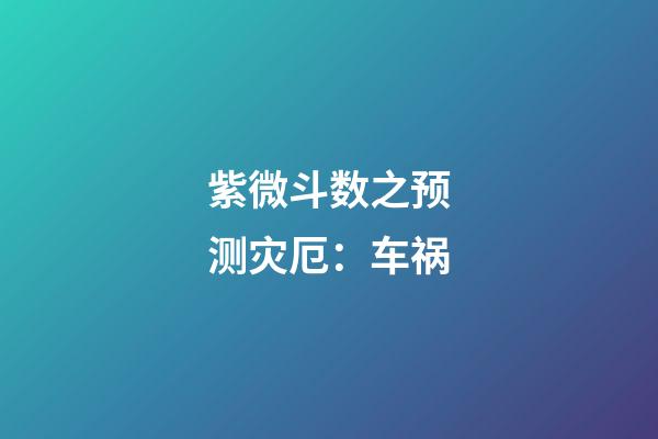 紫微斗数之预测灾厄：车祸