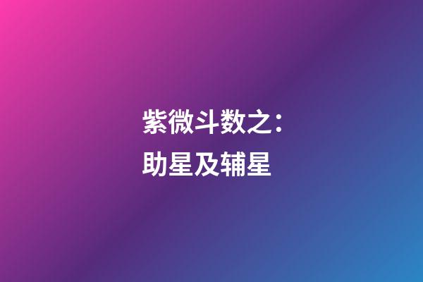 紫微斗数之：助星及辅星