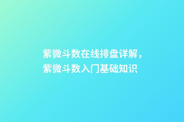 紫微斗数在线排盘详解，紫微斗数入门基础知识