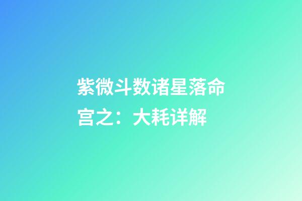 紫微斗数诸星落命宫之：大耗详解