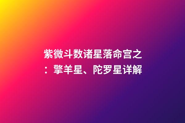 紫微斗数诸星落命宫之：擎羊星、陀罗星详解