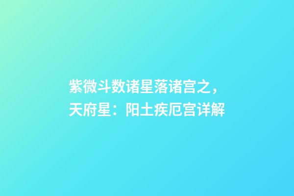 紫微斗数诸星落诸宫之，天府星：阳土疾厄宫详解