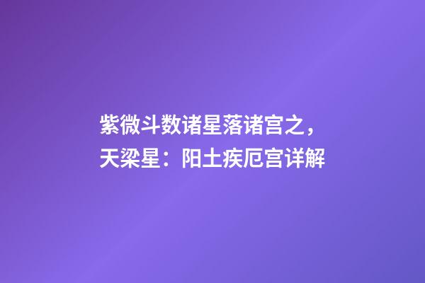 紫微斗数诸星落诸宫之，天梁星：阳土疾厄宫详解