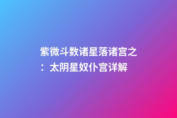 紫微斗数诸星落诸宫之：太阴星奴仆宫详解
