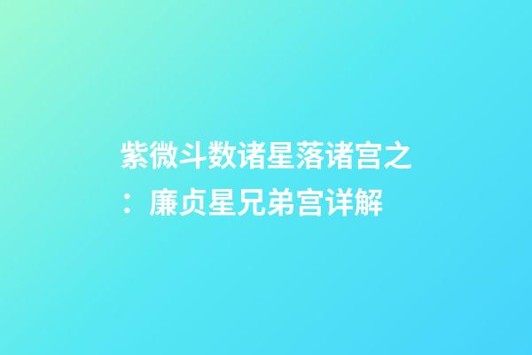 紫微斗数诸星落诸宫之：廉贞星兄弟宫详解