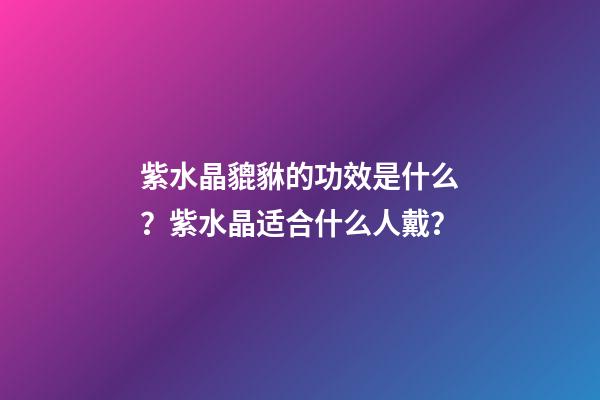 紫水晶貔貅的功效是什么？紫水晶适合什么人戴？
