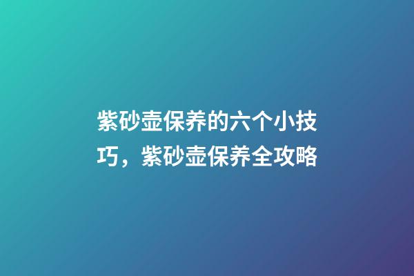 紫砂壶保养的六个小技巧，紫砂壶保养全攻略-第1张-观点-玄机派