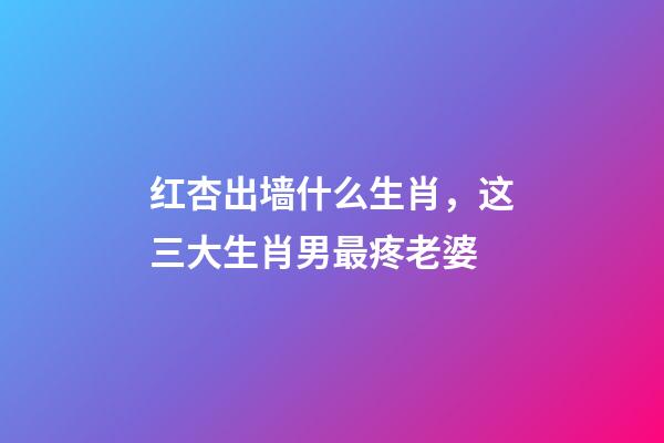 红杏出墙什么生肖，这三大生肖男最疼老婆-第1张-观点-玄机派