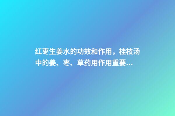 红枣生姜水的功效和作用，桂枝汤中的姜、枣、草药用作用重要吗-第1张-观点-玄机派